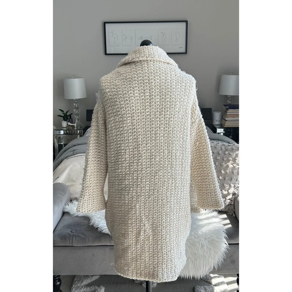 ❌SOLD❌Maje Magnum Ecru Knit Wool Cardigan Coat Cream Knitted Cozy Casual - Picture 3 of 9